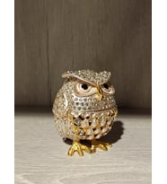 Swarovski Taşlı Baykuş Mücevherlik / Dekoratif Biblo (Beyaz)