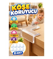 Şeffaf Mobilya Köşe Koruyucu 8’li Set – Masa, Sehpa ve Dolap Kenar Koruma Aparatı