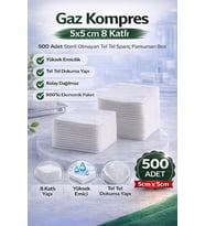 Gaz Kompres 5x5 cm 8 Katlı 500 Adet Steril Olmayan Tel Tel Spnç Pansuman Bezi