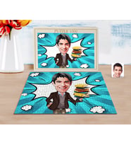 BK Gift Kişiye Özel Erkek Öğretmen Karikatürlü 1000 Parça Profesyonel Puzzle-1
