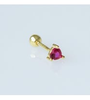 Mini Kalp Pembe Zirkon Taşlı Gold Kaplama Gümüş Tragus