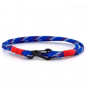 MAVİ BEYAZ KIRMIZI PARACORD KANCA İKİ SIRA ERKEK BİLEKLİK M011F