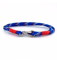 MAVİ BEYAZ KIRMIZI PARACORD KANCA İKİ SIRA ERKEK BİLEKLİK M011F