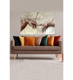 Beyaz Ademin Yaratılışı Leke Tutmaz Kadife Kumaş Duvar Örtüsü Duvar Halısı Tapestry