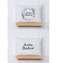 Pia Baby Premium %100 Pamuk İkili İsim Yazılı Erkek Bebek Yastık Kılıfı – 35x45 cm Organik Baskı 5009-13 (Ekru)