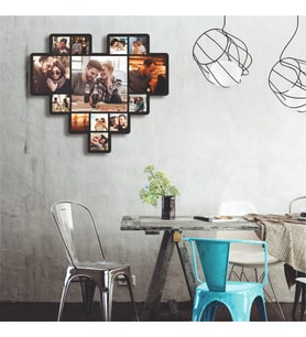 Kişiye Özel 13 Fotoğraflı Kalpli Tablo