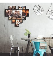 Kişiye Özel 13 Fotoğraflı Kalpli Tablo