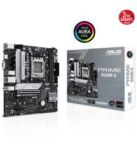 ASUS PRIME B650M-K B650 DDR5 Vga GLan 2.5G mATX HD DP M2 RGB TYPE-C AM5 AMD Anakart (Siyah - Beyaz)