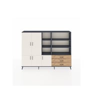 Arges Dolap 11 Raflı 3 Çekmeceli 5 Kapaklı 220x30x163 Antrasit-Aytaşı/Çam