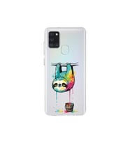 Samsung Galaxy A21S ile Uyumlu Splash Tembel Hayvan Tasarımlı Şeffaf Silikon Kılıf