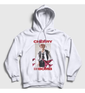 Presmono Unisex Beyaz Cherry Bomb K-Pop Nct 127 Kapüşonlu Sweatshirt 275471tt
