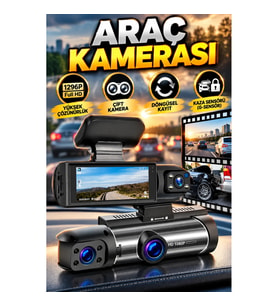 Black Box Traffic Recorder Çift Kameralı Araç Kamerası Ön ve Arka Kameralı Full HD 1296P