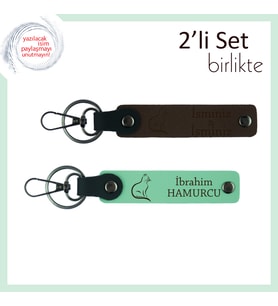 Kedi Tarzınızı Tamamlayacak, Tatlı Figürlü, İsme Özel Anahtarlık, Koyu Kahve-Açık Yeşil