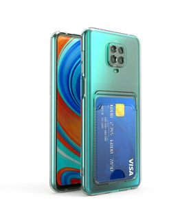Xiaomi Redmi Note 9S Uyumlu Kılıf Kartlıklı Şeffaf Zore Setra Clear Silikon Kapak