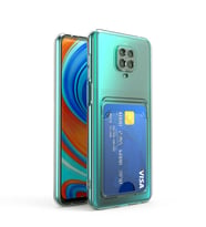 Xiaomi Redmi Note 9S Uyumlu Kılıf Kartlıklı Şeffaf Zore Setra Clear Silikon Kapak