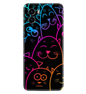 Vivo Y15S Y32 Y33S Y51 Y53S Kılıf Desemli Silikon Neon Cats 1790