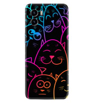 Vivo Y15S Y32 Y33S Y51 Y53S Kılıf Desemli Silikon Neon Cats 1790