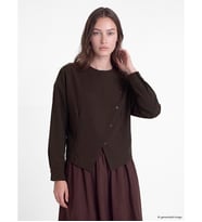 LCW Modest Kahverengi Asimetrik Düğmeli Bluz
