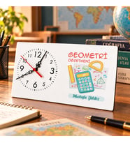 Geometri Öğretmenine İsme Özel Masa Saati