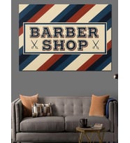 Retro Berber Dükkanı Tabela Logosu Dekoratif Kanvas - Mdf Ahşap Tablo
