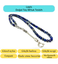 Sertifikalı Lapis Lazuli 6mm 99luk Doğal Taş Tesbih