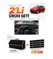 e-biz TOYOTA RAV4 (2013-2018) Uyumlu Torpido Örtüsü + Tay Tüyü Bagaj Çantası - Siyah-Gri - TO023