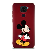 Xiaomi Redmi Note 9 Soft Premier Kapak Mickey Mouse-D Tasarımlı Silikon Kılıf - Mürdüm (Şeffaf)