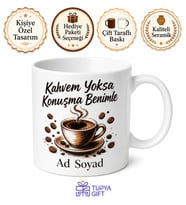 Kahve Tiryakisi Kafein Bağımlısı Espresso Sabah Kahvesi Barista Baskılı Porselen Kupa Bardak Hediye