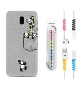 Samsung J6 Plus J7 Prime J7 Pro M20 Kılıf Kablo Koruma Spiral Silikon Pandalar 1798