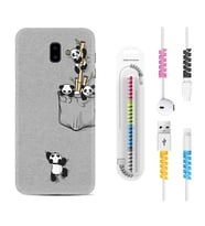 Samsung J6 Plus J7 Prime J7 Pro M20 Kılıf Kablo Koruma Spiral Silikon Pandalar 1798