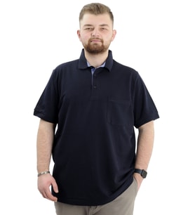 Mode XL Battal Beden Erkek Tshirt Polo Yaka Cepli Klasik Pike 20552 Lacivert