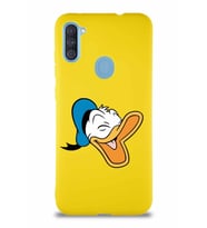 Samsung Galaxy M11 Soft Premier Kapak Donald Duck-E Tasarımlı Silikon Kılıf - Sarı (Şeffaf)