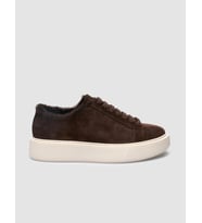 %100 Hakiki Deri Kahverengi Süet Kürklü Kadın Sneaker