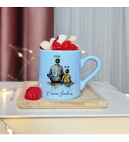 Canım Babam Baba & Oğul Tasarımlı Kişiye Özel Mavi Türk Kahvesi Fincanı