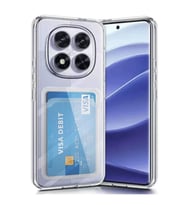Xiaomi Redmi Note 14 Pro Plus Kılıf Airbag Tasarımlı Şeffaf Kartlıklı G-Kart Kap (Renksiz)