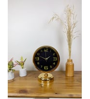 Gold Metal Siyah İnci Masa Saati 25×20 Cm