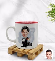 BK Gift Kişiye Özel Baba Godfather Karikatürlü İçi Kırmızı Renkli Kupa Bardak Model 1