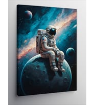 Kanvas Tablo Ayda Oturan Astronot
