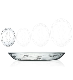 Decocia 2 Adet 25cm Oval Cam Salata Sunum Tabağı Sürgün Desenli