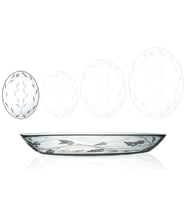Decocia 2 Adet 25cm Oval Cam Salata Sunum Tabağı Sürgün Desenli