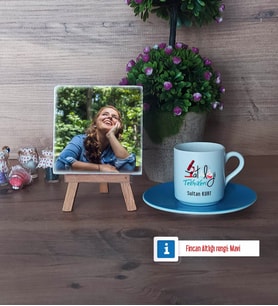 Patoloji Teknikeri Fotoğraflı Dekoratif Taş, Ahşap Altlıklı Türk Kahvesi Fincanı Hediye Tıp Bayramı Hediyesi (Model 5)