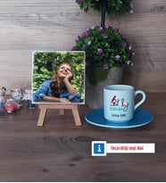Patoloji Teknikeri Fotoğraflı Dekoratif Taş, Ahşap Altlıklı Türk Kahvesi Fincanı Hediye Tıp Bayramı Hediyesi (Model 5)