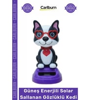 #Solar Araç Torpido Süsü Dekoratif Şık Şans Kedisi Güneş Enerjili Solar Sallanan Gözlüklü Kedi