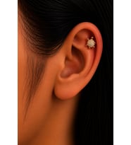 Sertifikalı 316L Çelik Taşlı Kaplumbağa Figürlü Premium Altın Kaplama Tragus ve Helix Piercing