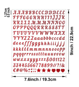 Simli Rose Harfler ve Sayılar Sticker Alfabe Süsleme Etiketi Kırmızı