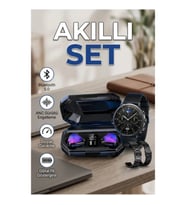 Bluetooth Akıllı Saat ve Kablosuz Kulaklık Seti Dijital Ekranlı Spor Takipli