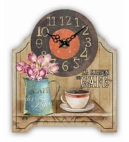 MUTFAK › AHŞAP SAATLER › Saatler-MB CAFE TEMALI MASA DUVAR SAATİ-KÜÇÜK-24*19,5*3 CM