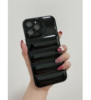 Apple İphone 13  Uyumlu Puffer Silikon Kılıf Kamera Koruma Lens Korumalı Parlak Telefon Kılıfı (Siyah)