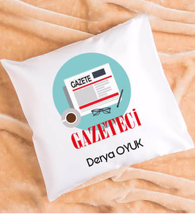 Gazeteci Tasarımlı Kişiye Özel Hediye Gazeteci Yastık