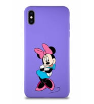 Apple iPhone XS Max Soft Premier Kapak Minnie Mouse-D Tasarımlı Silikon Kılıf - Mor (Şeffaf)